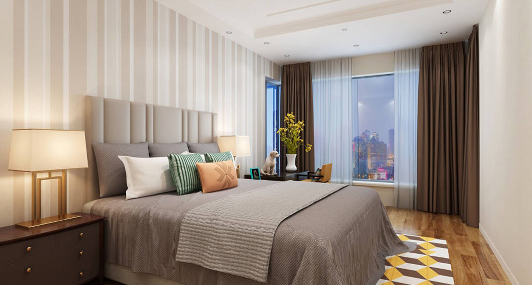 鑫江桂花園2室2廳77平美式風(fēng)格裝修臥室效果圖