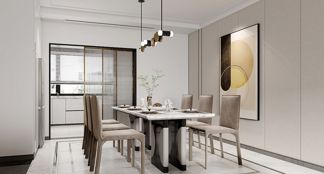 國際公館145㎡四室三廳現(xiàn)代風(fēng)格餐廳裝修效果圖