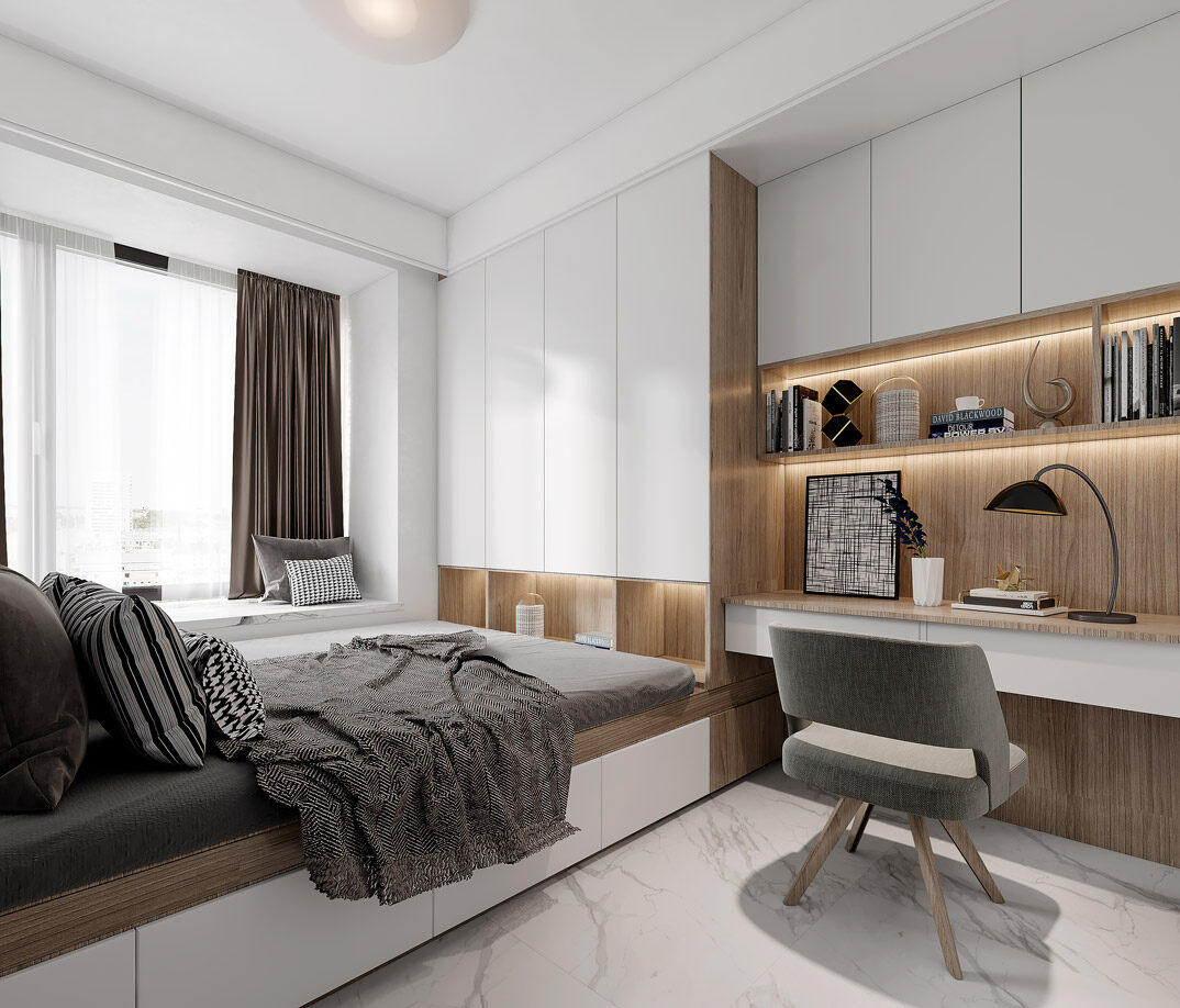 國際公館145㎡四室三廳現(xiàn)代風(fēng)格客臥房裝修效果圖