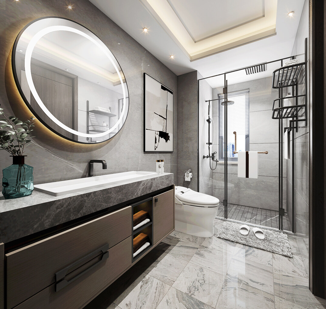 青鐵海譽府143㎡三室二廳衛(wèi)生間輕奢風(fēng)格裝修案例效果圖